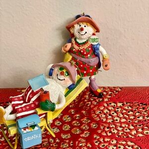 Colorful Tourist Snowman Figurine/Ornament Set
